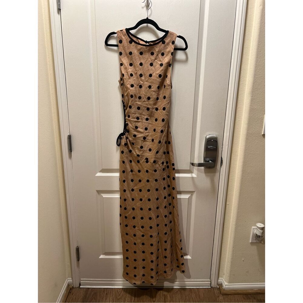 MON RENN LUCINDA MIDI DRESS IN MOCHA POLKA DOT size S NWT$199 - Picture 6 of 11